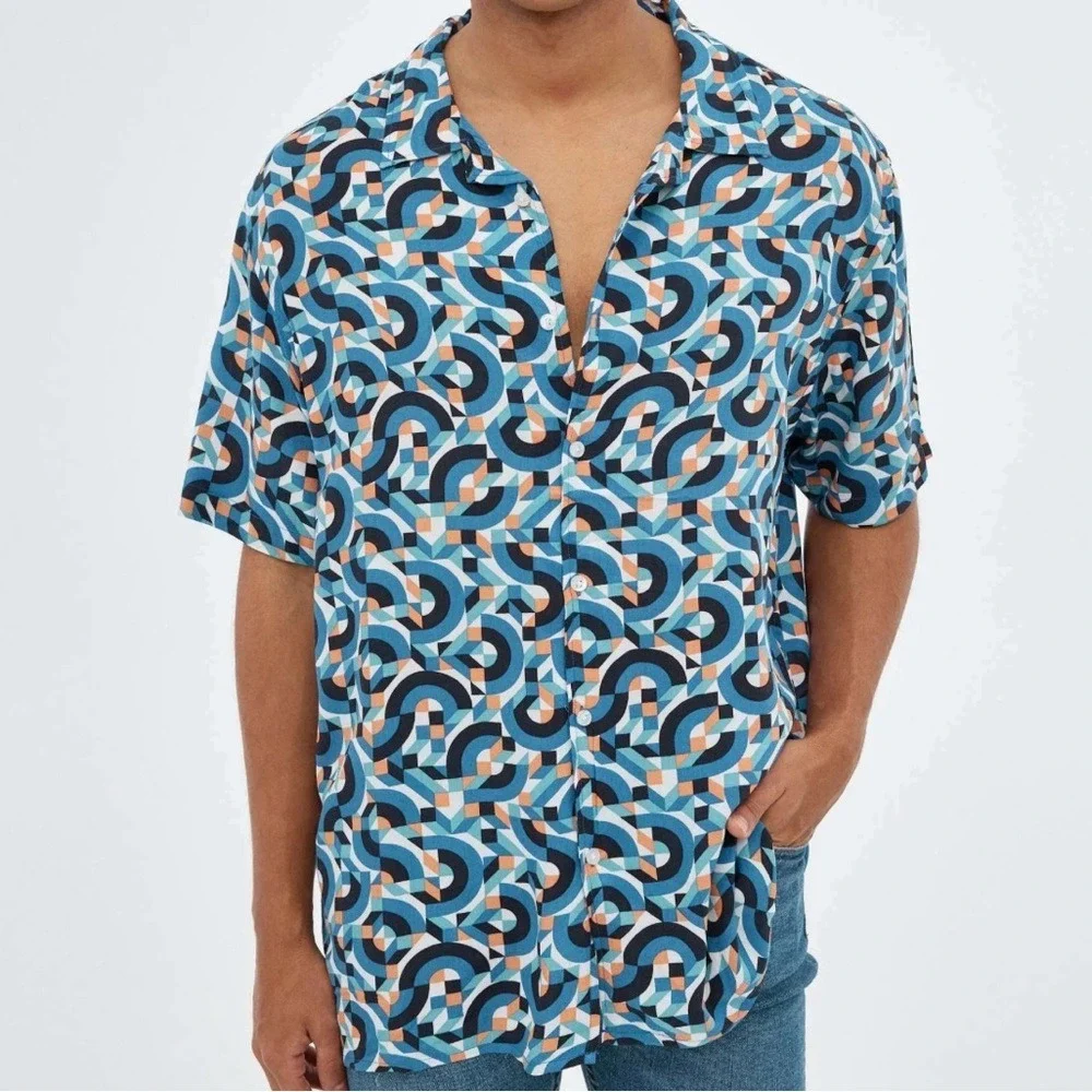 INSIDE. Men's Short Sleeve Button Down‎ Shirt. Stylish & Modern. Colorful…